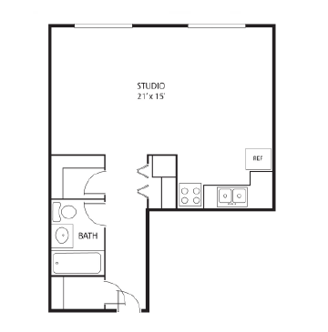 Studio 1 bedroom 1 bathroom A at Axon Green, Minnesota, 55416